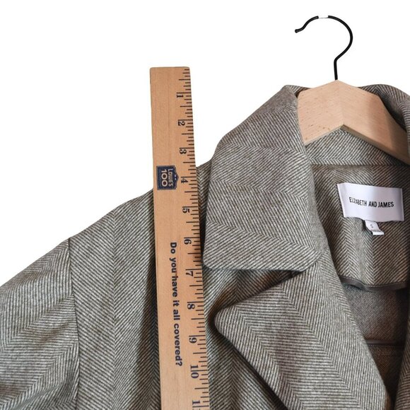 *Pocket Flaw* Elizabeth and James Herringbone Belted Coat  Size S - Picture 7 of 10